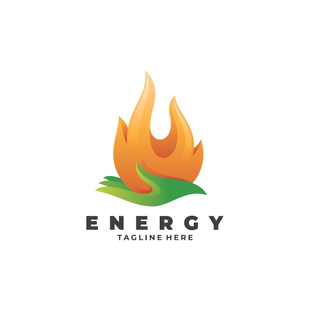 Fire Flame and Hand Energy Care Logo