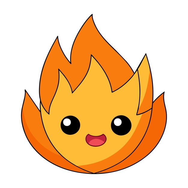 fire flame icon fire flame cute emoji character isolated on a white background