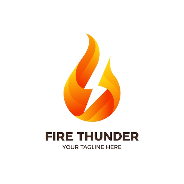 Fire Flame Lightning Thunder Logo Template