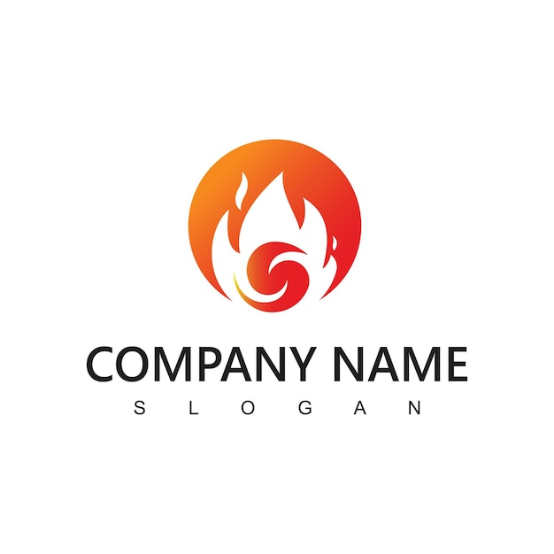 Fire Flame Logo Design Template Creative Circle Burn Fire Logo Concept Icon