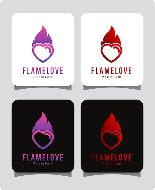 Fire Flame love logo design