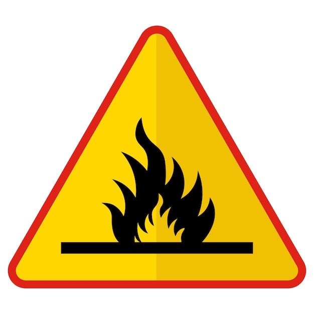 Fire Flame red yellow triangle Concept Burning Vector Color Icon Design Modern traffic guide warning