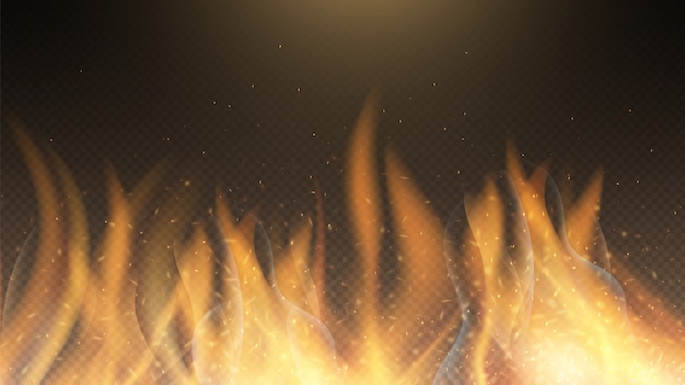 Fire flame. Vector fire effect background. Red burning sparks backdrop