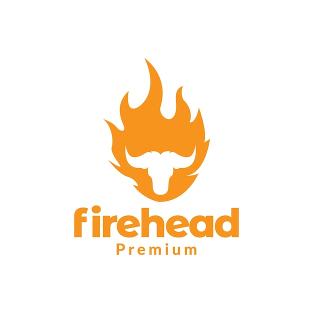 Fire flame with head bull logo design vector graphic symbol icon illustration creative idea