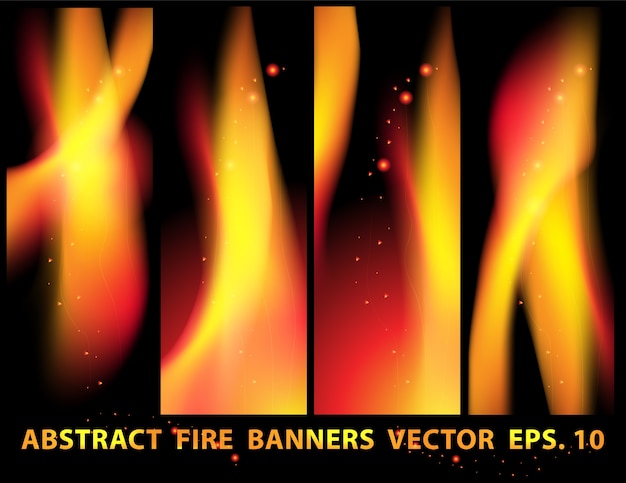 Vector fire flames banner set vector