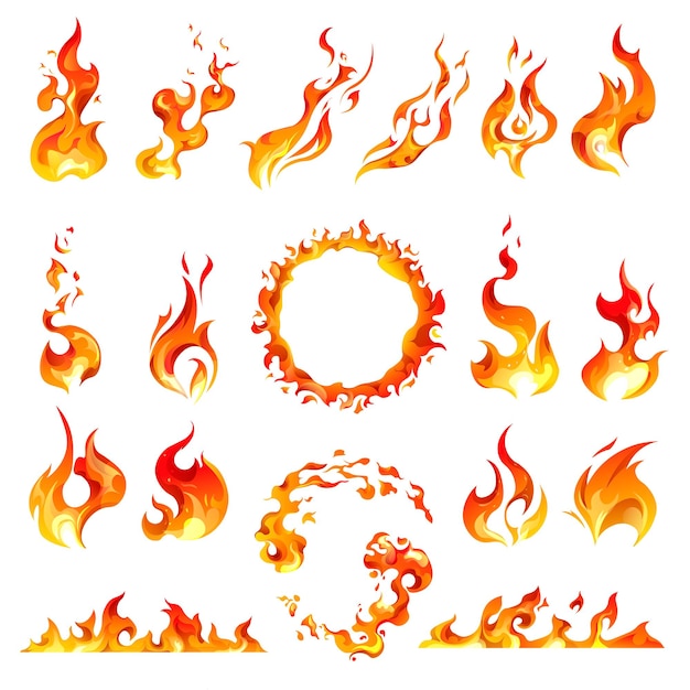 Fire and flames circle frame and blazing burning