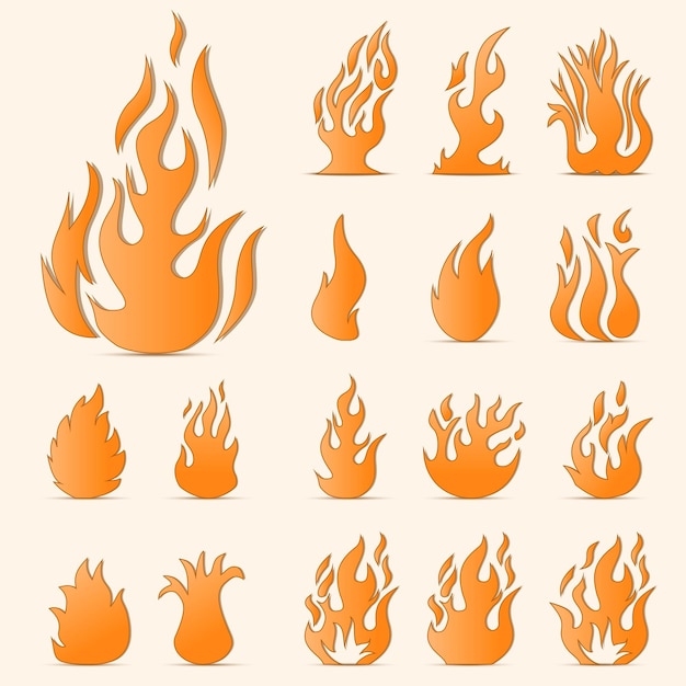 Vector fire flames collage