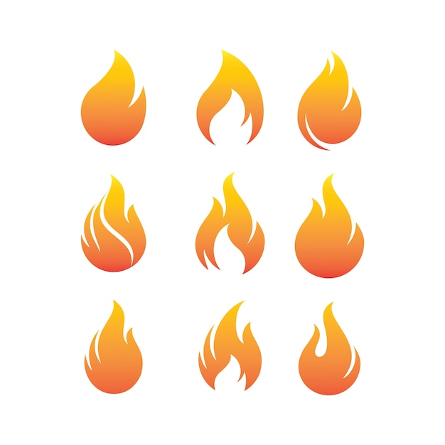 Fire flames, set Logo design inspiration vector icons