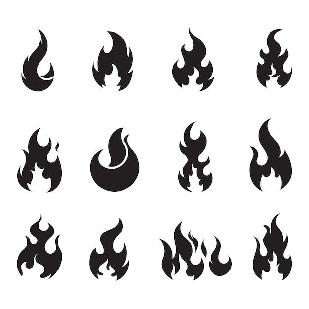 Fire flames silhouettes collection