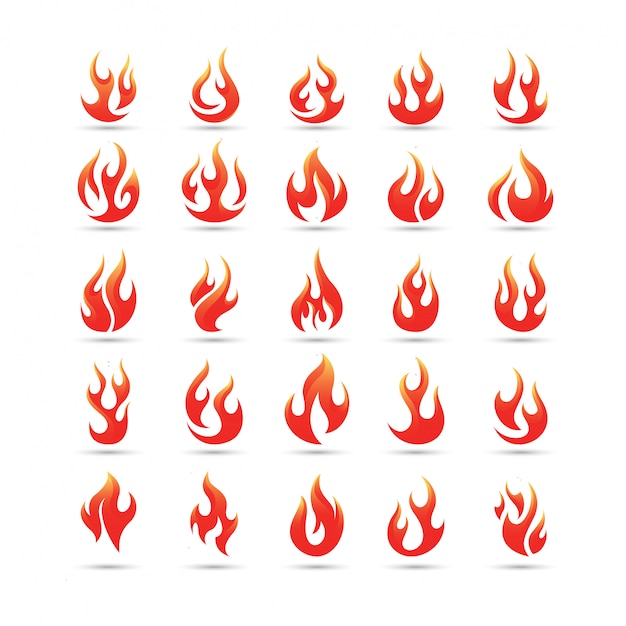 Fire flames vector logo set