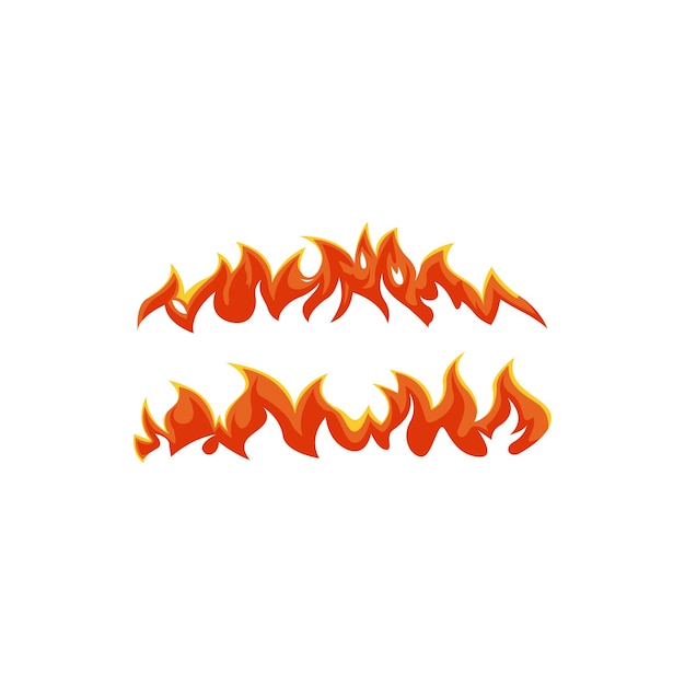 Vector fire flames vector set illustration with silhouette style and line art style 2