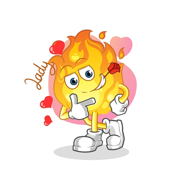 Fire flirting illustration. character vector