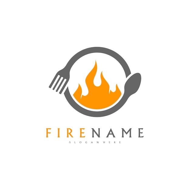 Fire Food logo template Hot Food Logo designs concept vector