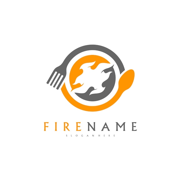 Fire Food logo template Hot Food Logo designs concept vector