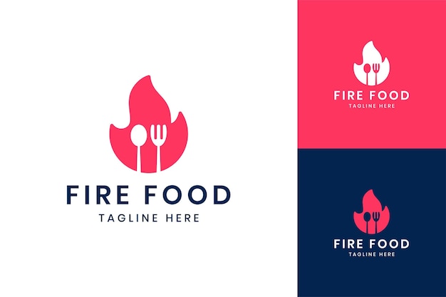 Fire food negative space logo design