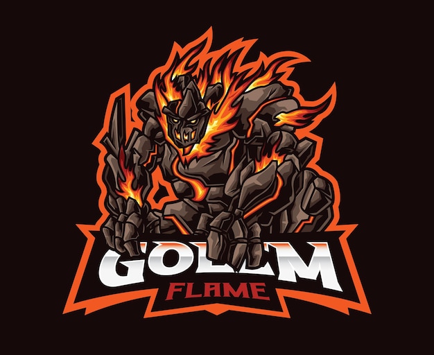 Fire Golem Mascot Logo Design