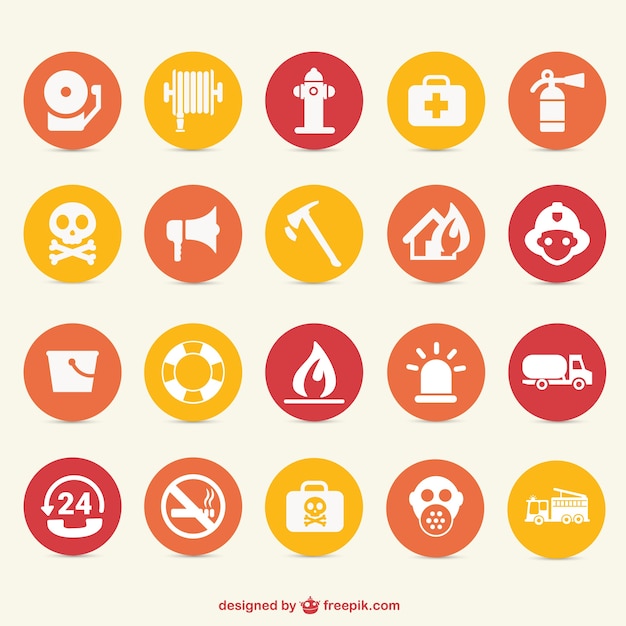 Fire hazard icons set 