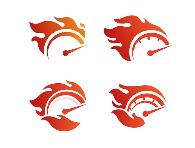 Fire Hot Speedometer Symbol Icon set Automotive Industry Logo illustration vector