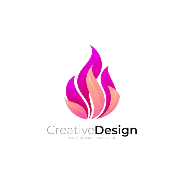 Fire icon abstract Fire logo with 3d colorful design