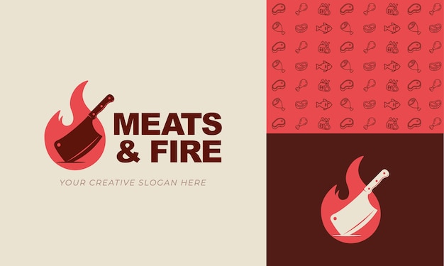 Fire and knife logo template for steakhouse restaurant