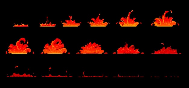 Vector fire lava volcano magma animation sequence