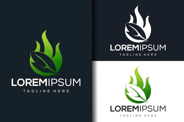 fire leaf gradient logo design