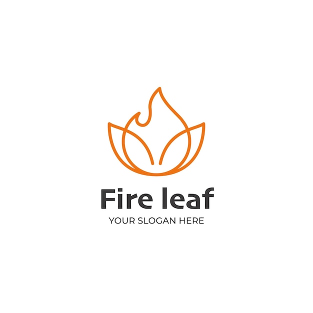 Fire leaf monoline style minimalist logo template