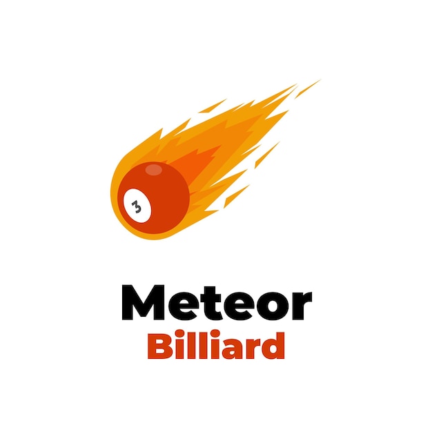 Fire Meteor Billiard Ball Vector Illustration Logo