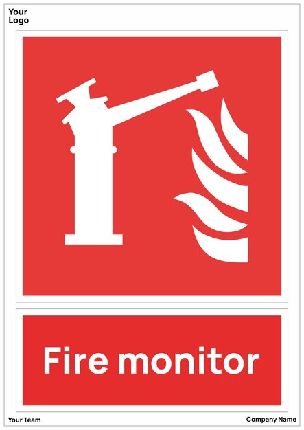 Vector fire monitor signs symbols standard iso 7010