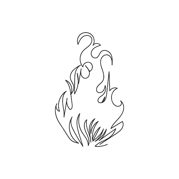 fire one line art outline design on white background