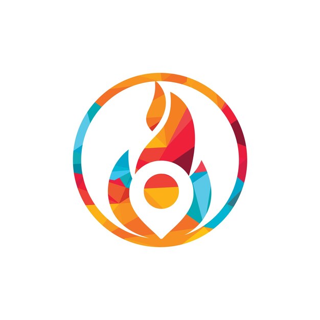 Fire pin vector logo design template