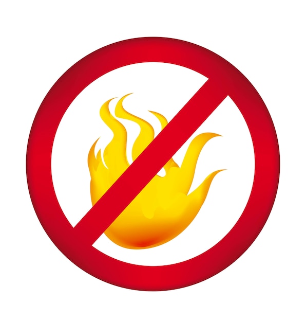 fire prohibited over white background 