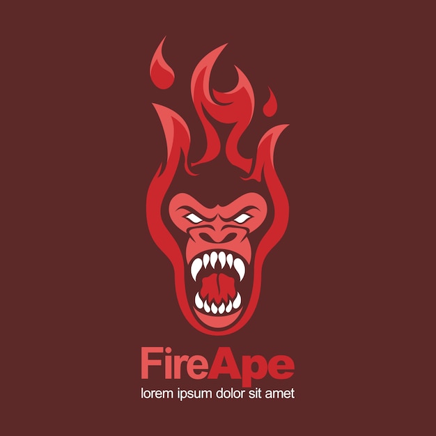 fire red hot ape monkey angry mascot logo