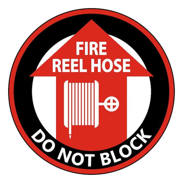 Vector fire reel hose do not block sign on white backgroundvector illustration