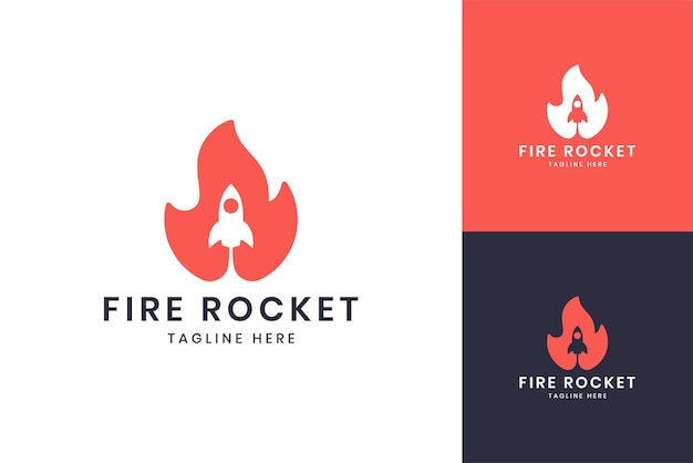 Fire rocket negative space logo design