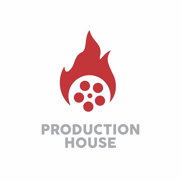 Fire on roll film logo for production house or movie institution