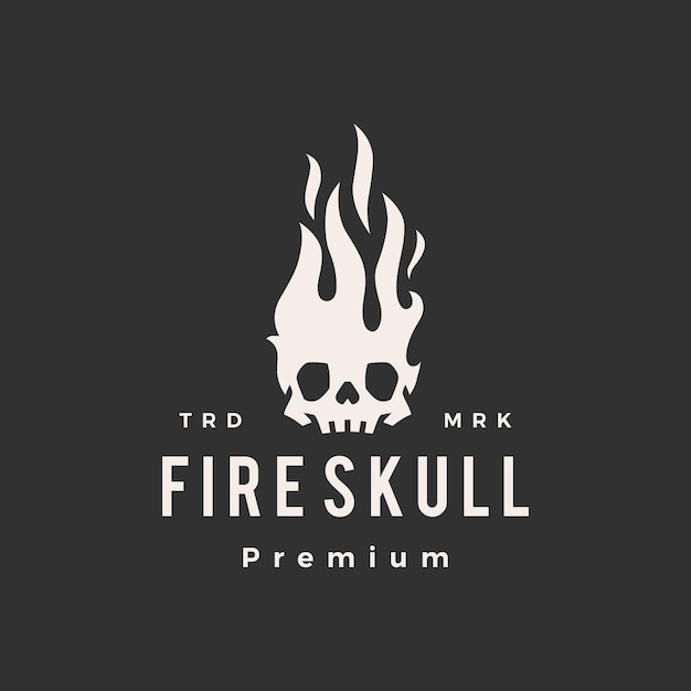 Fire skull flame hipster vintage logo