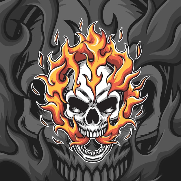 Fire skull head illustration