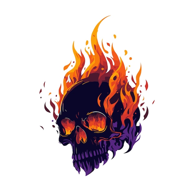 Fire skull head logo mascot design vector template