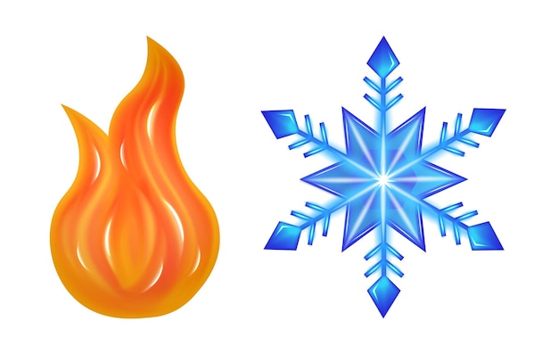 Fire and snowflake icon Symbol of heat and cold