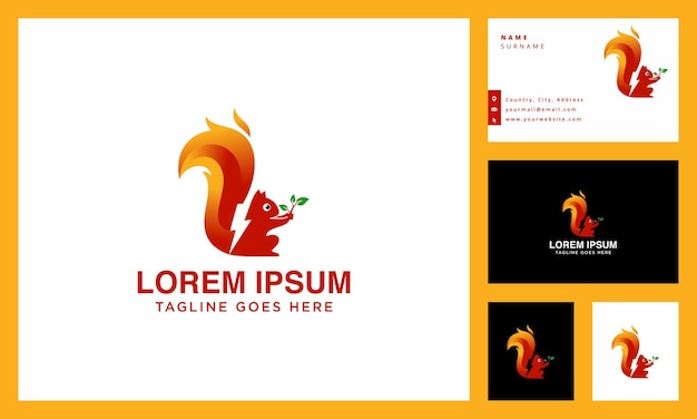 fire squirrel and plant logo and business cards