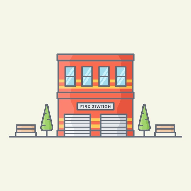 Fire station vector illustration