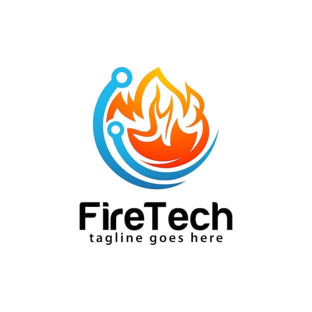 Fire tech logo design template