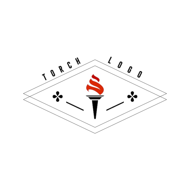 fire torch logo vector retro design