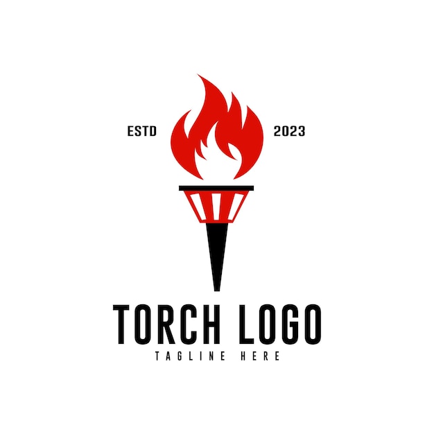 fire torch logo vector retro design