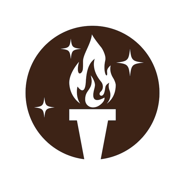 Fire torch with flame flat icons set Collection of symbol flaming illustration