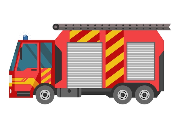 Fire truck Fire engine Emergency fire vehicle template Red transportation for firefighting or fire extinguishing design element in flat style