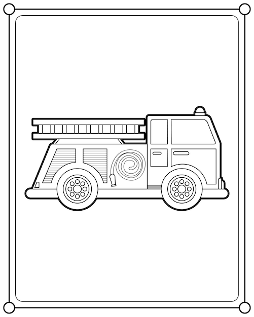 Vector fire truck or fire engine suitable for children's coloring page vector illustration