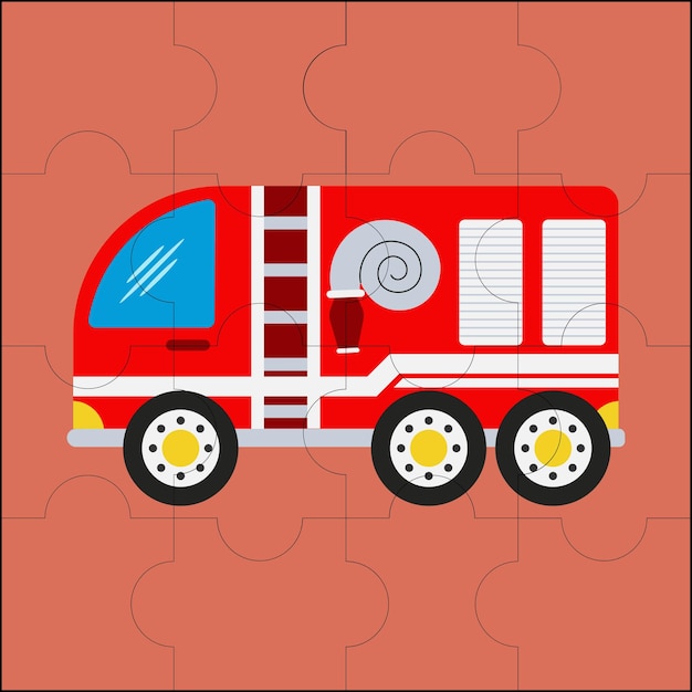 Vector fire truck or fire engine suitable for children's puzzle vector illustration