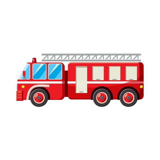 Fire truck icon in cartoon style on a white background